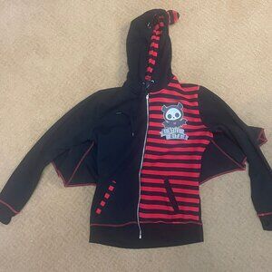 BRAND NEW  Skelanimals Striped Girls Hoodie (Red & Black)